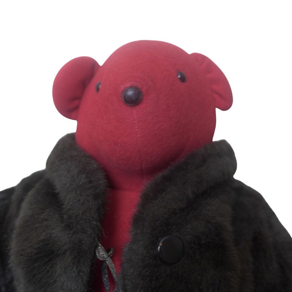 Vintage North American Bear Co. Plush Red Bear in Faux Fur Coat Lauren Bacall - Picture 4 of 11